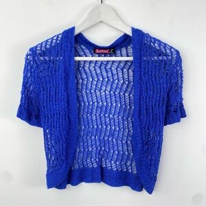 Say What? Women's Blue Open-Knit Cardigan